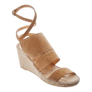 Anthropologie Bettye Mueller Dusty Tan Suede Ankle Wrap Espadrille Sandals - 8.5